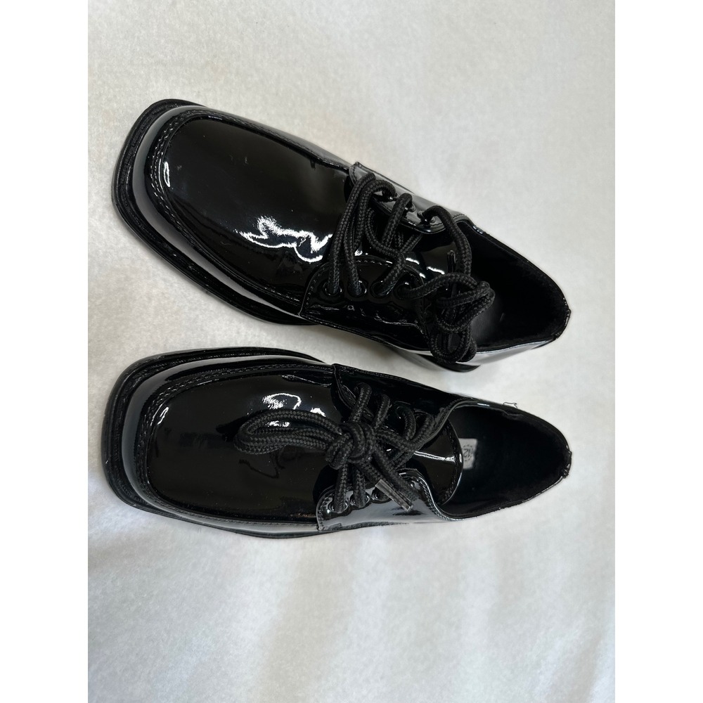 Tip Top Boys Dress Shoes Size 12 Black Patent Leather Lace Up Excellent - Picture 2 of 6